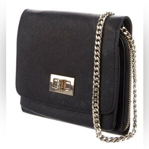 Danier black crossbody bag with metal chain strap